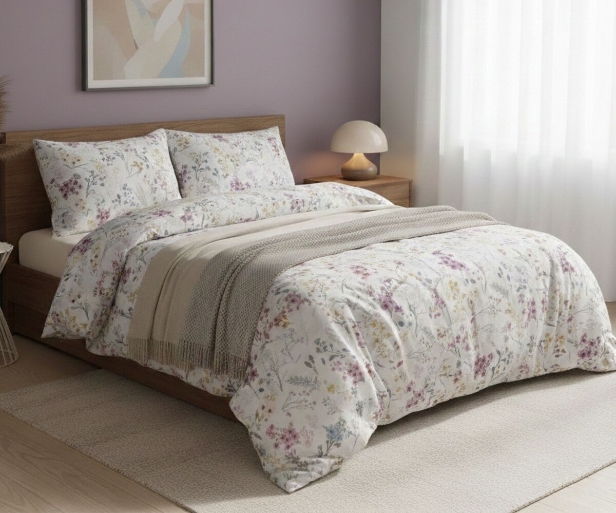 Obliečky bavlnené, Flanel Flores, 140 x 200/70 x 90 cm