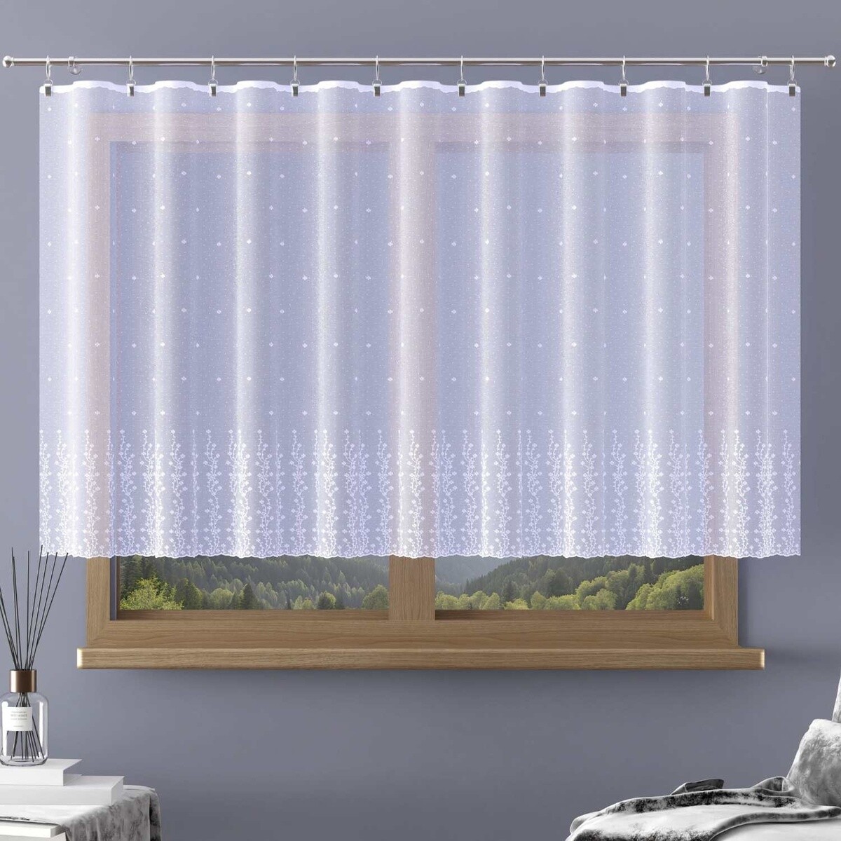 Záclona žakárová, Liana metráž, biela, 130 cm 130 cm