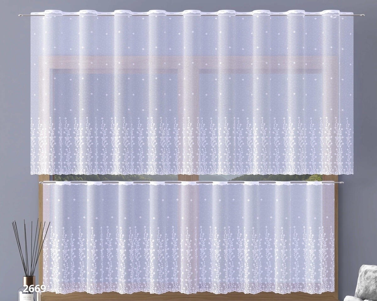 Záclona žakárová, Liana metráž, biela 95 cm