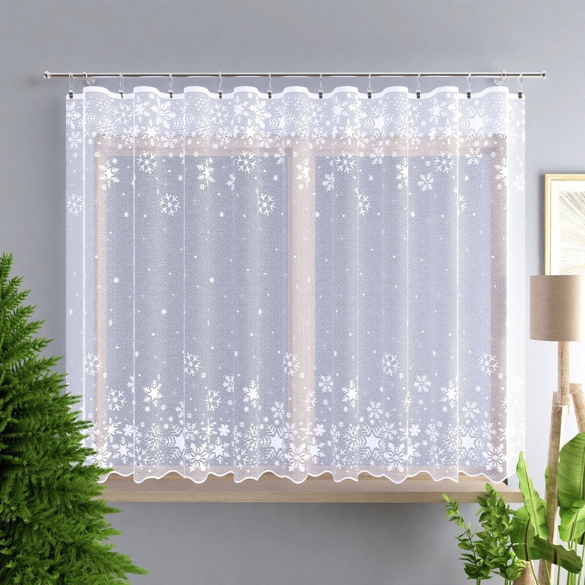 Záclona žakárová, Polárka metráž, biela 130 cm