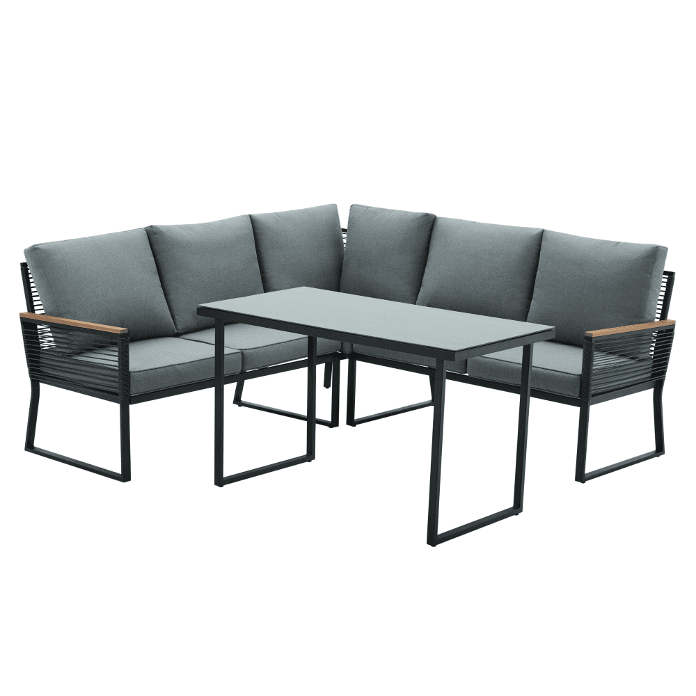 Záhradný set, čierna/sivá, FARLY