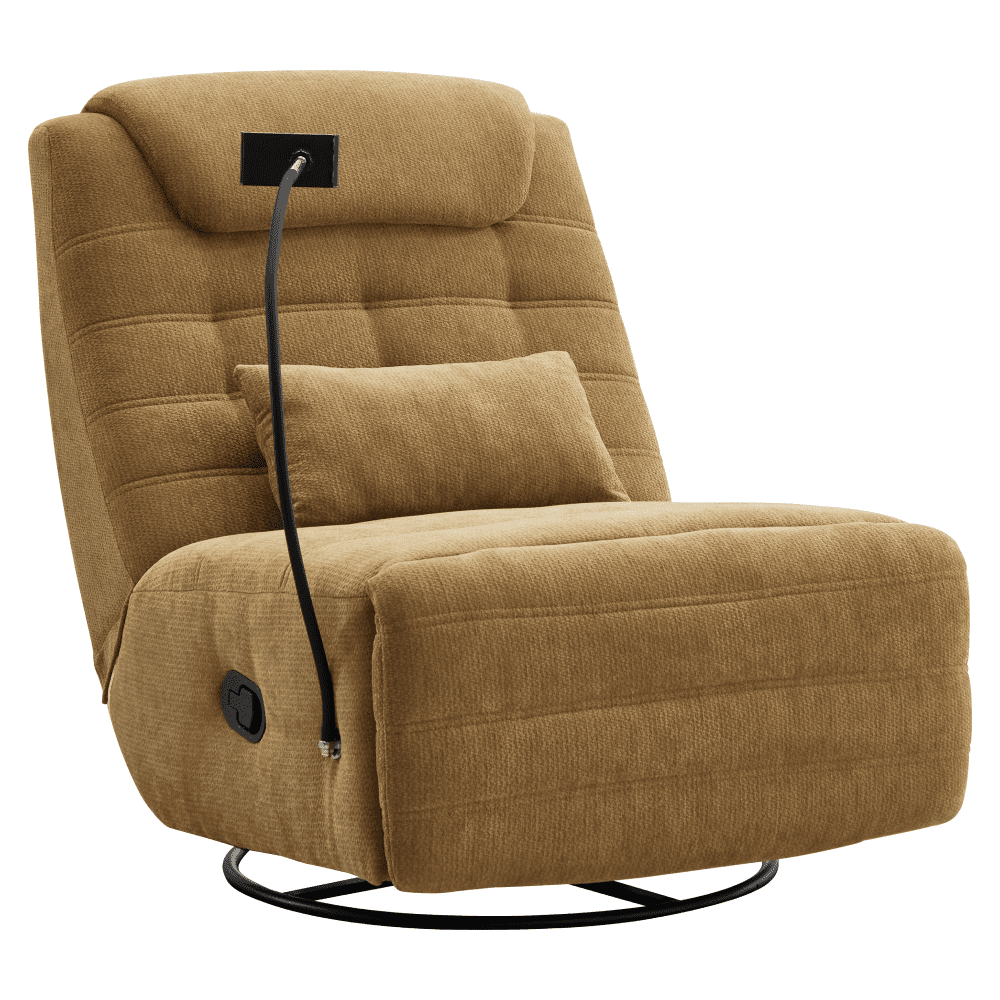 Luxusné otočné kreslo, hojdacie, horčicová, UMBRO