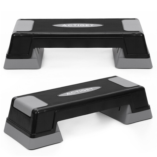 Fitness stepper 2-úrovňový - čierno-sivý