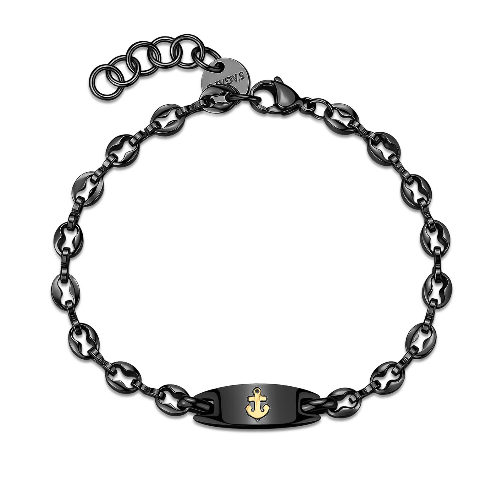 S'Agapõ Pánsky čierny náramok z ocele Kotva Titan STI25