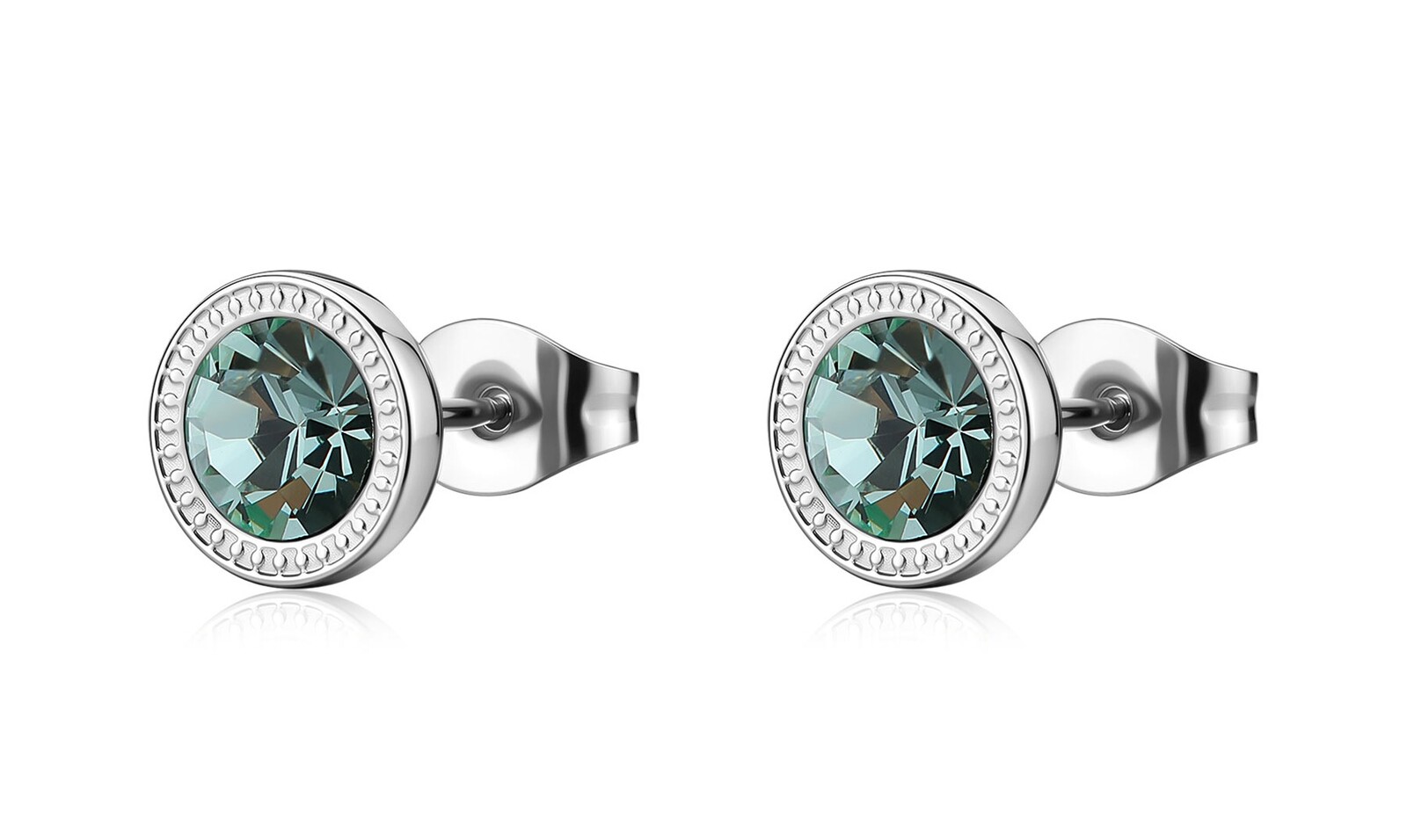 S'Agapõ Oceľové kôstky so svetlo zeleným kryštálom Lucky Light SKT65