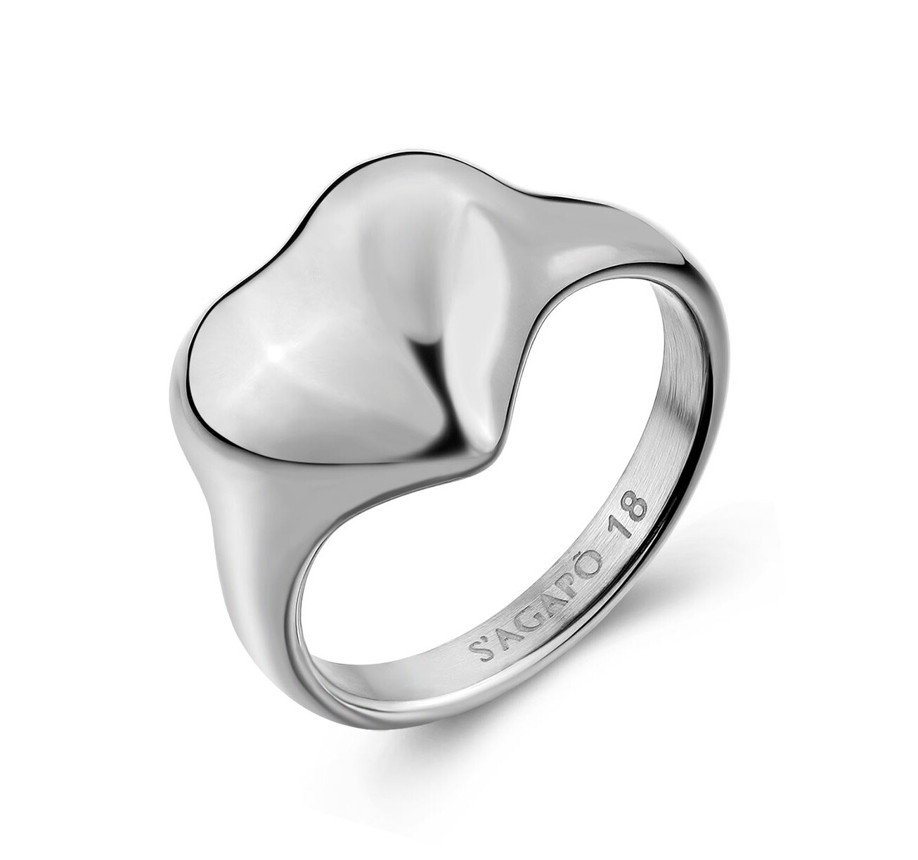 S'Agapõ Dámsky oceľový prsteň so srdiečkom Stellar SSE64 58 mm