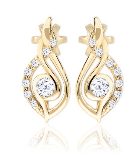 Soliter Visiace náušnice zo žltého zlata so zirkónmi 239 001 01338 00