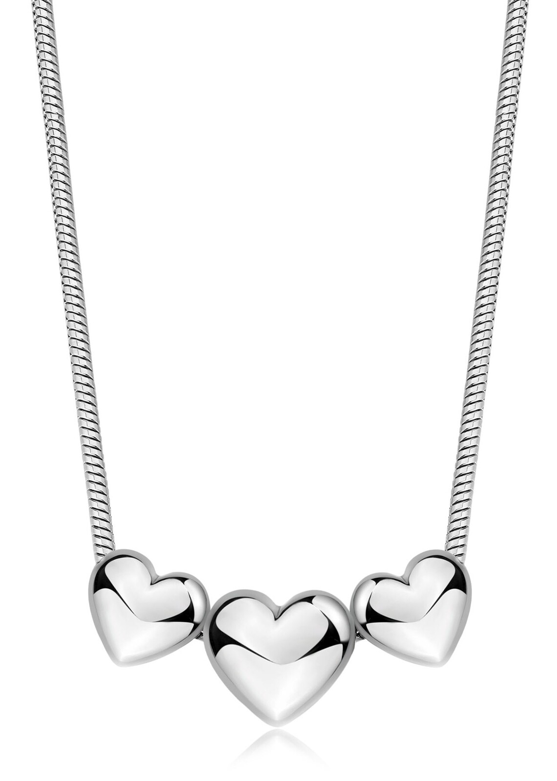 S'Agapõ Romantický oceľový náhrdelník so srdiečkami Stellar SSE57