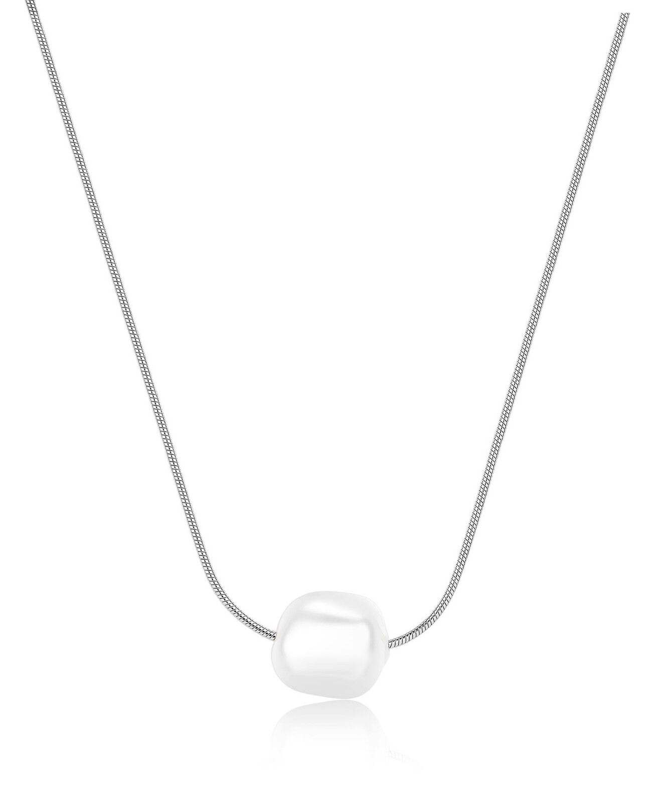 S'Agapõ Nežný oceľový náhrdelník s perlou Shell Wisdom SWI39