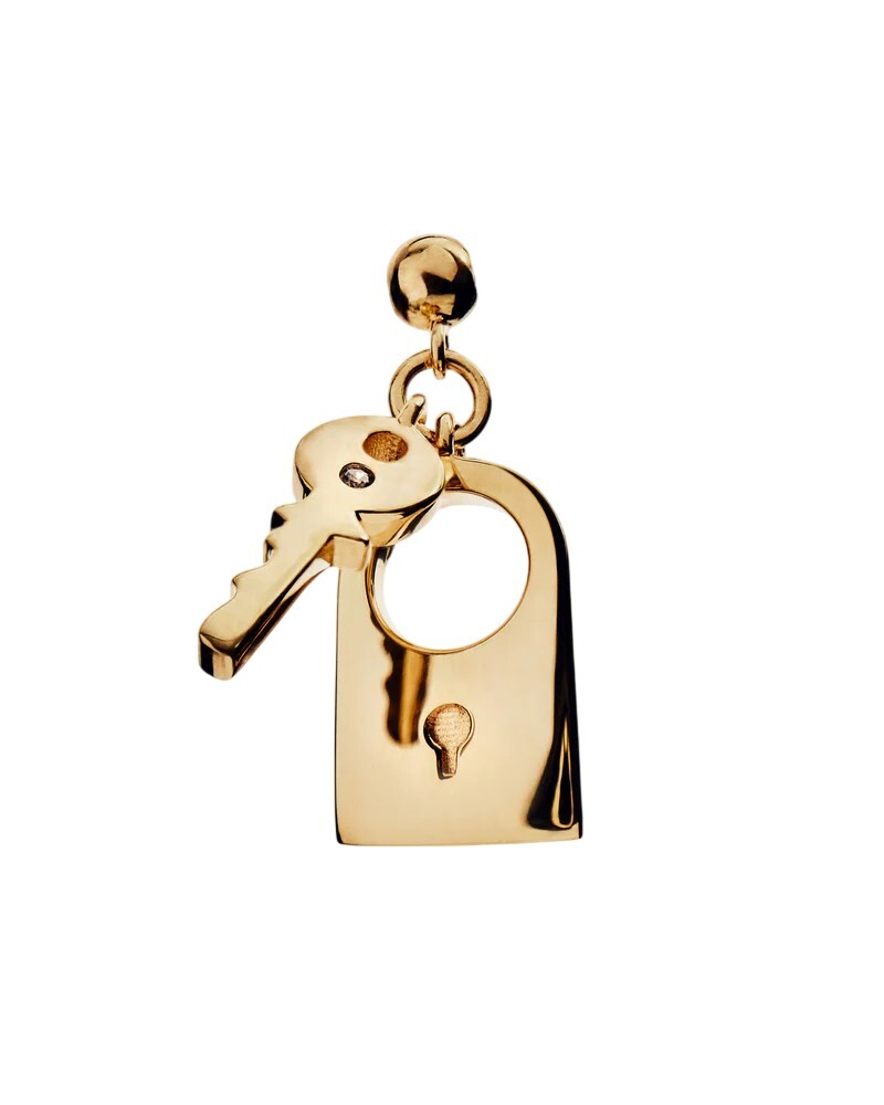 PDPAOLA Pozlátený prívesok so zirkónom Zámok a kľúč CH01-294-U