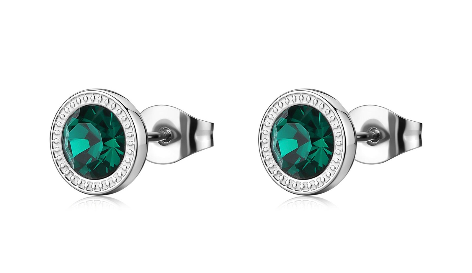 S'Agapõ Oceľové kôstky so zeleným kryštálom Lucky Light SKT64