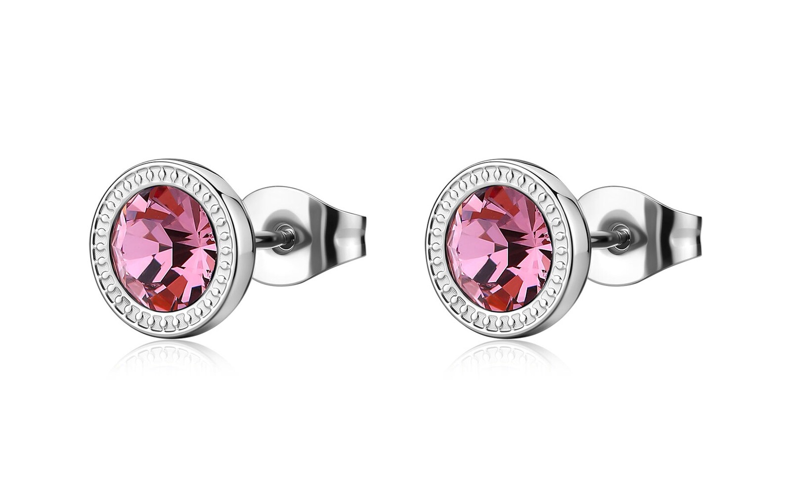 S'Agapõ Oceľové kôstky s ružovým kryštálom Lucky Light SKT70