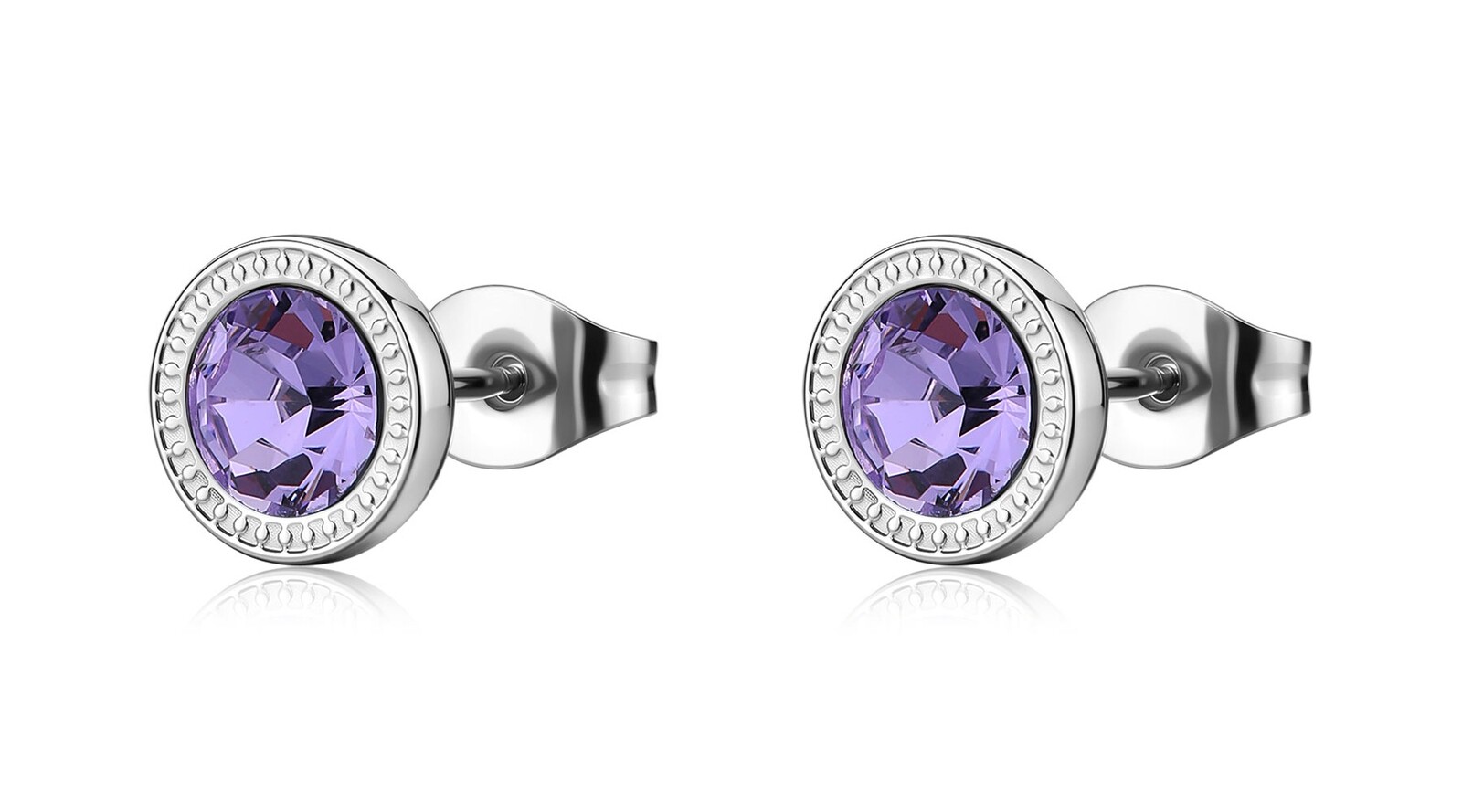 S'Agapõ Oceľové kôstky s fialovým kryštálom Lucky Light SKT68