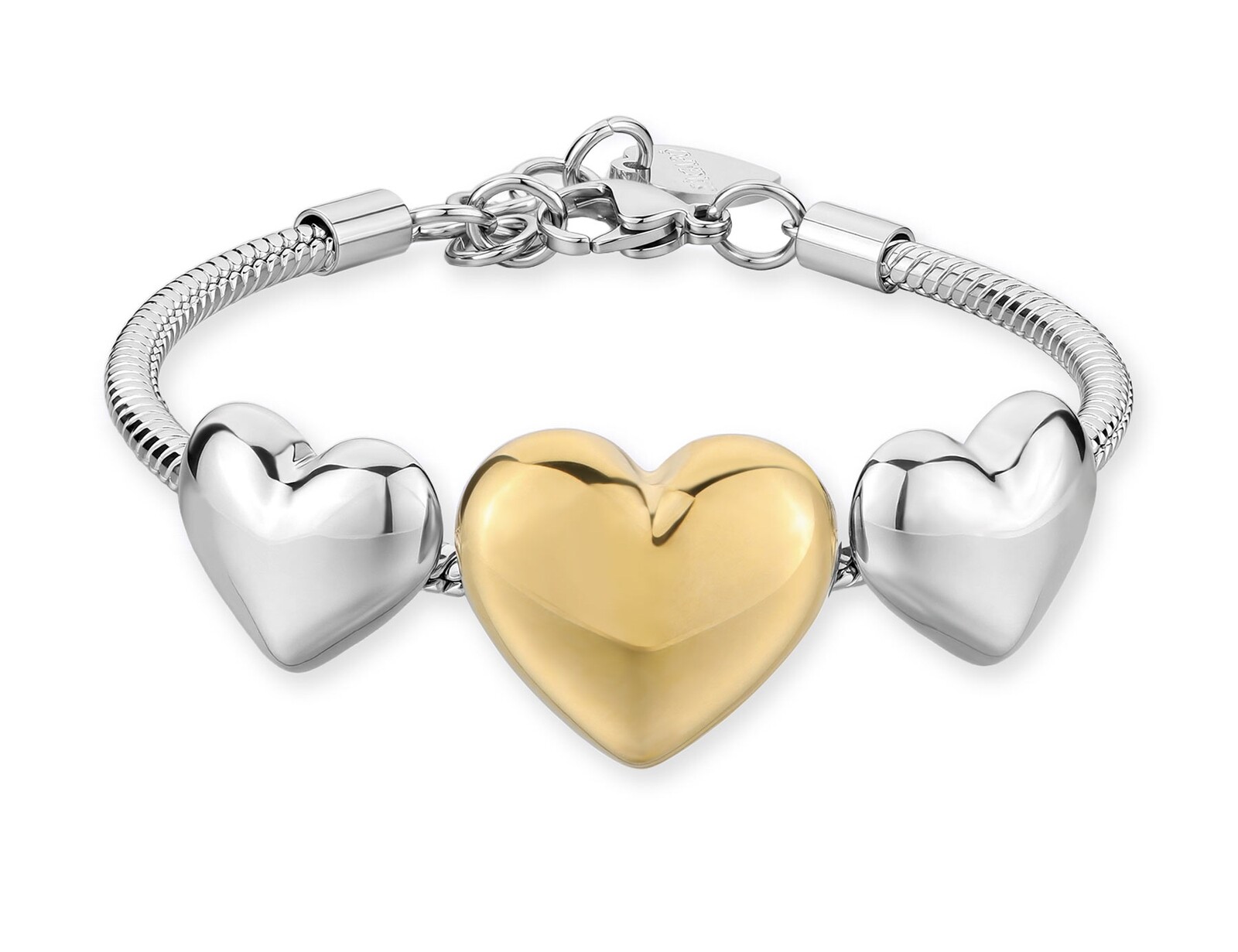 S'Agapõ Neprehliadnuteľný bicolor náramok so srdiečkami Stellar SSE61