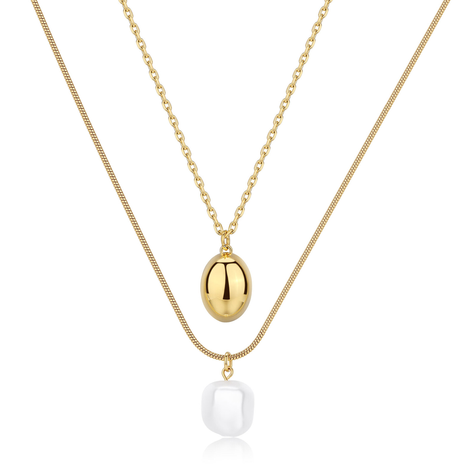 S'Agapõ Dvojitý pozlátený náhrdelník s perlou Shell Wisdom SWI42