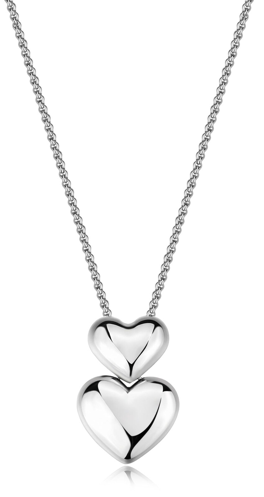 S'Agapõ Dámsky oceľový náhrdelník Dvojité srdce Stellar SSE55