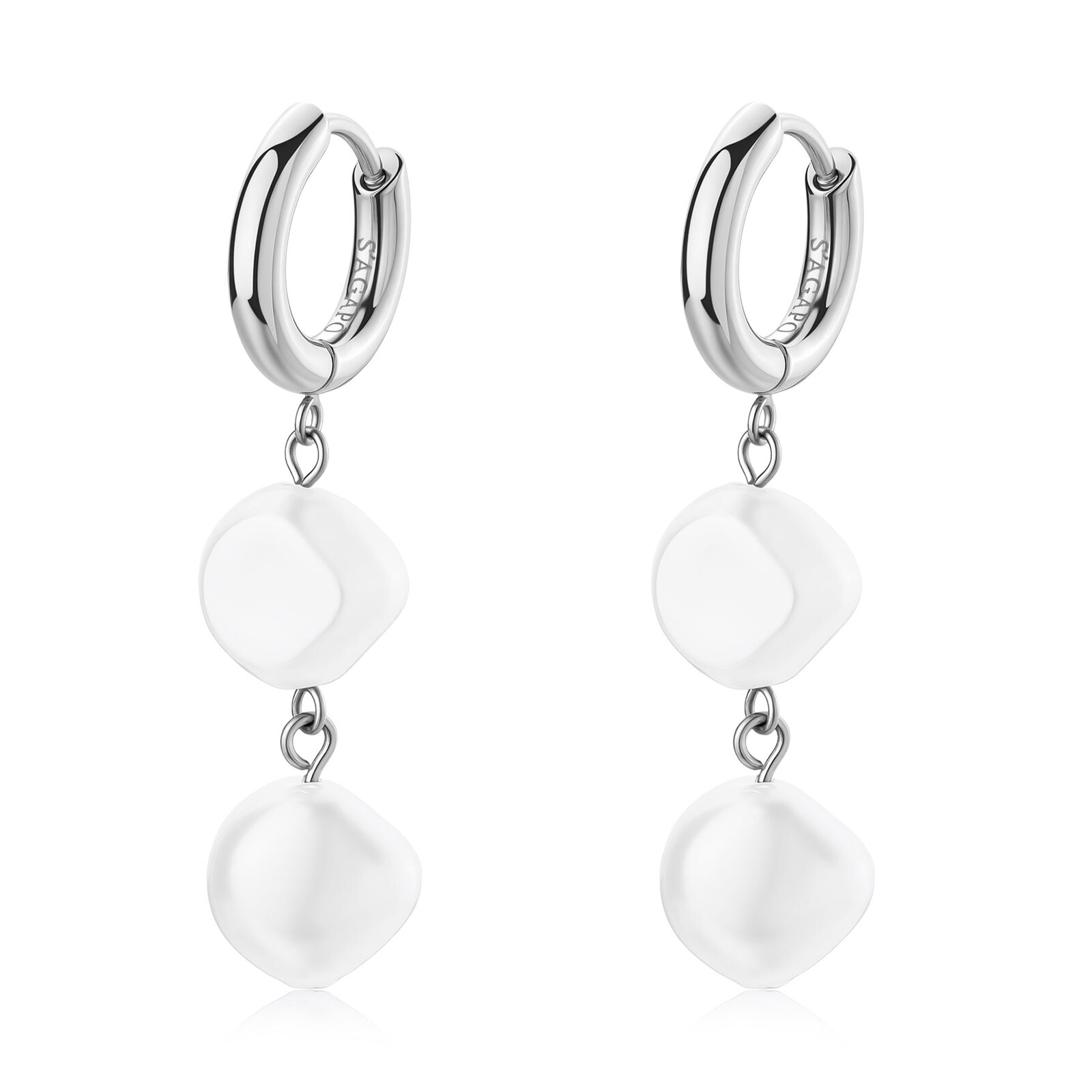 S'Agapõ Visiace oceľové náušnice s umelými perlami Wisdom SWI47