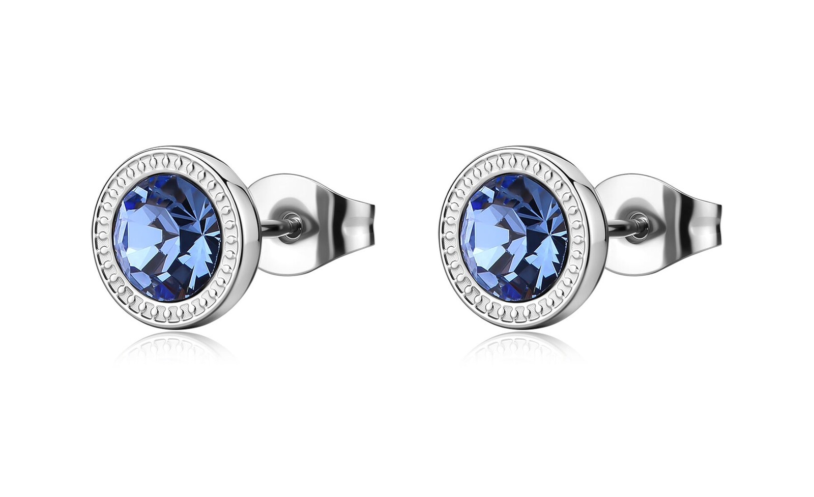 S'Agapõ Oceľové kôstky so svetlo modrým kryštálom Lucky Light SKT66