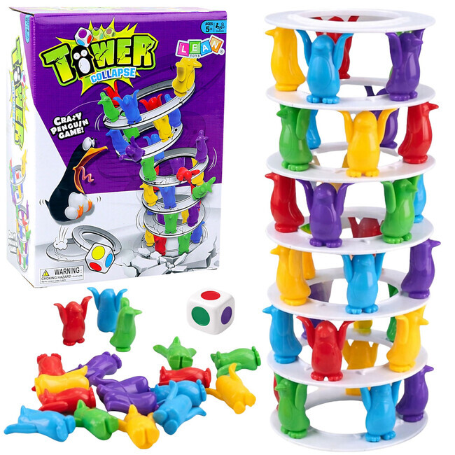 Šialené tučniaky na veži: Farebná rodinná arkádová hra