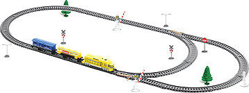 LEAN Toys 11103 Velká vláčkodráha s lokomotivou a dvěma vagóny