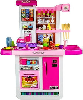 LEAN Toys 7525 Dětská kuchyňka s vodou a zvuky, růžová