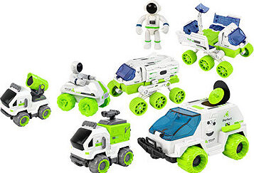 LEAN Toys 12986 Sada vesmírných vozidel 6v1 Rover Satelit Astronom