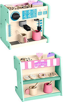 Ricokids 785100 Dřevěná kavárna a cukrárna s kávovarem, mátová