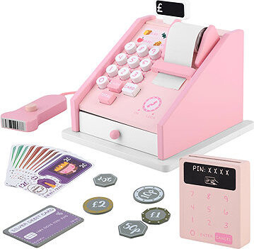 Ricokids RK-868 Dřevěná pokladna, růžová