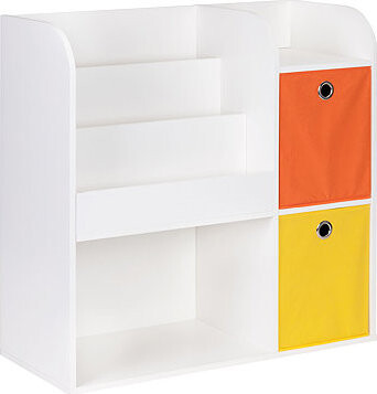 ECOTOYS ZKB-02A Dětský regál s přihrádkami a koši 89 × 35 × 88 cm, bílý