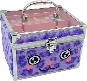 Excellent Plyšový kosmetický kufřík s make-upem - Fialová kočka