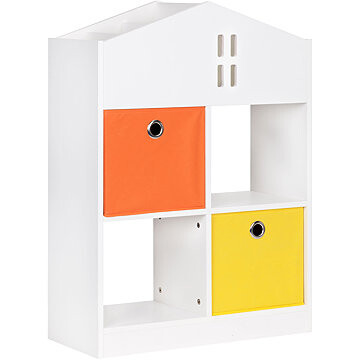 ECOTOYS ZKB-03A Skříňka ve tvaru domku s přihrádkami, 65,2 × 27 × 90,5 cm, bílá