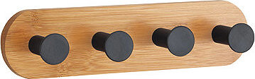 MSV samolepicí věšák se 4 háčky YONO, černý, bambus, ocel, 18 × 4,5 × 3,6 cm