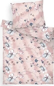 Dadka Obliečky krep 140 × 200 cm, 70 × 90 cm, Bloom elegancia púdrové