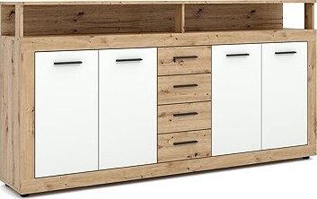 Komoda Luna XXL, dekor dub artisan, biela