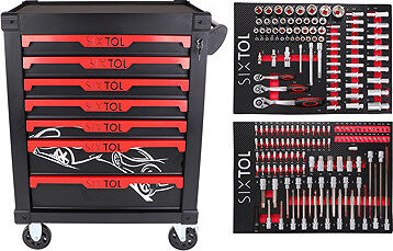 SIXTOL Dielenský vozík na náradie Mechanic Trolley Kevin 182, 7 zásuviek, 182 ks náradia