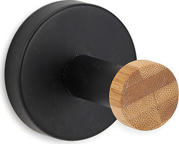 MSV háček na ručníky IANA, matný černý, bambus, průměr 52 × 55 mm