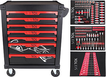SIXTOL Dielenský vozík na náradie Mechanic Trolley Kevin 195, 7 zásuviek, 195 ks náradia
