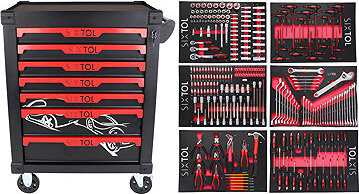 SIXTOL Dielenský vozík na náradie Mechanic Trolley Kevin 274, 7 zásuviek, 274 ks náradia