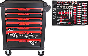 SIXTOL Dielenský vozík na náradie Mechanic Trolley Kevin 80, 7 zásuviek, 80 ks náradia