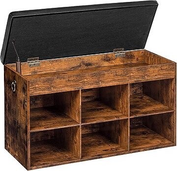 Vasagle Botník s lavicí a úložným prostorem Carmio 80 cm, černo-hnědý