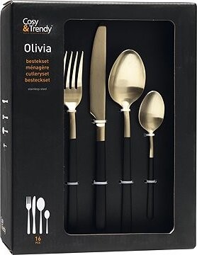 Cosy & Trendy Sada příborů Champagner - Black Olivia, 16 dílná, výška 270 mm, délka 205 mm