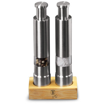 BERLINGERHAUS Mlynček na korenie a soľ v drevenom stojane