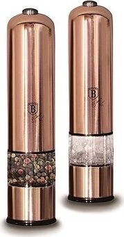 BERLINGERHAUS Mlynček na korenie a soľ elektrický, sada 2 ks Rosegold Metallic Line oblý