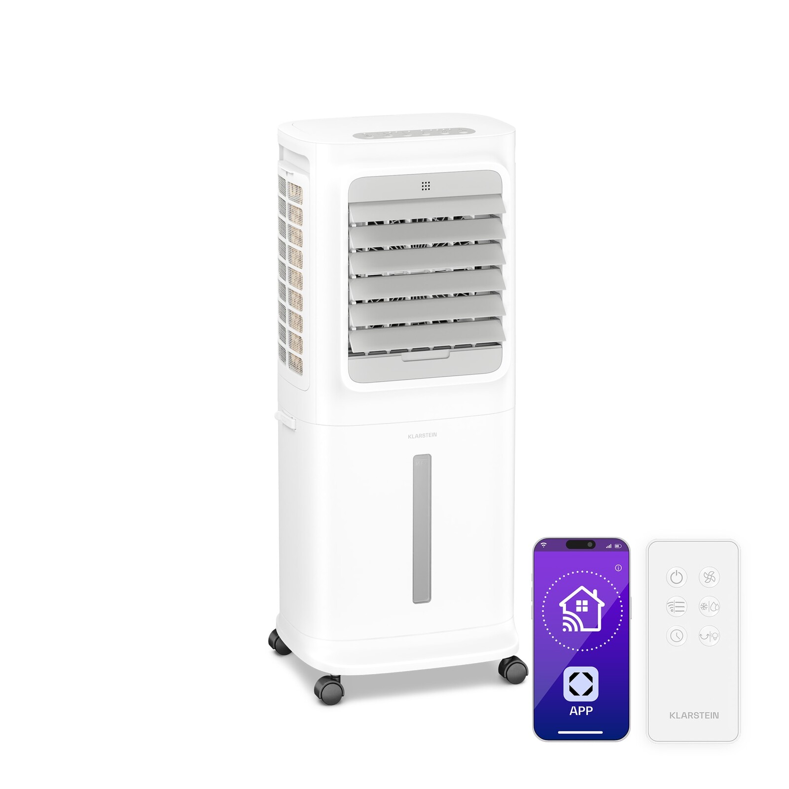 Klarstein Breezcube inteligentný ochladzovač vzduchu s vodným chladením | 340 m³/h | 10 l | 30 m² | 3 režimy | 50 W