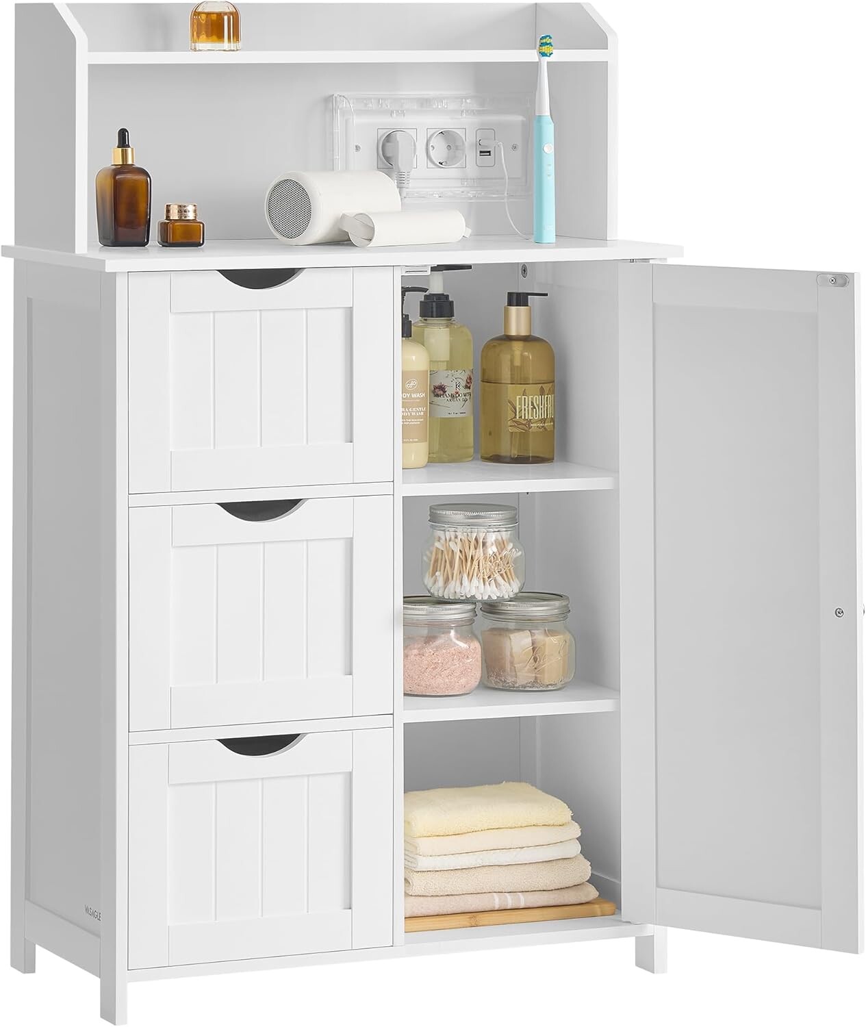 Koupelnová skříňka Vasagle Toly 100 cm s nabíjecí stanicí bílá