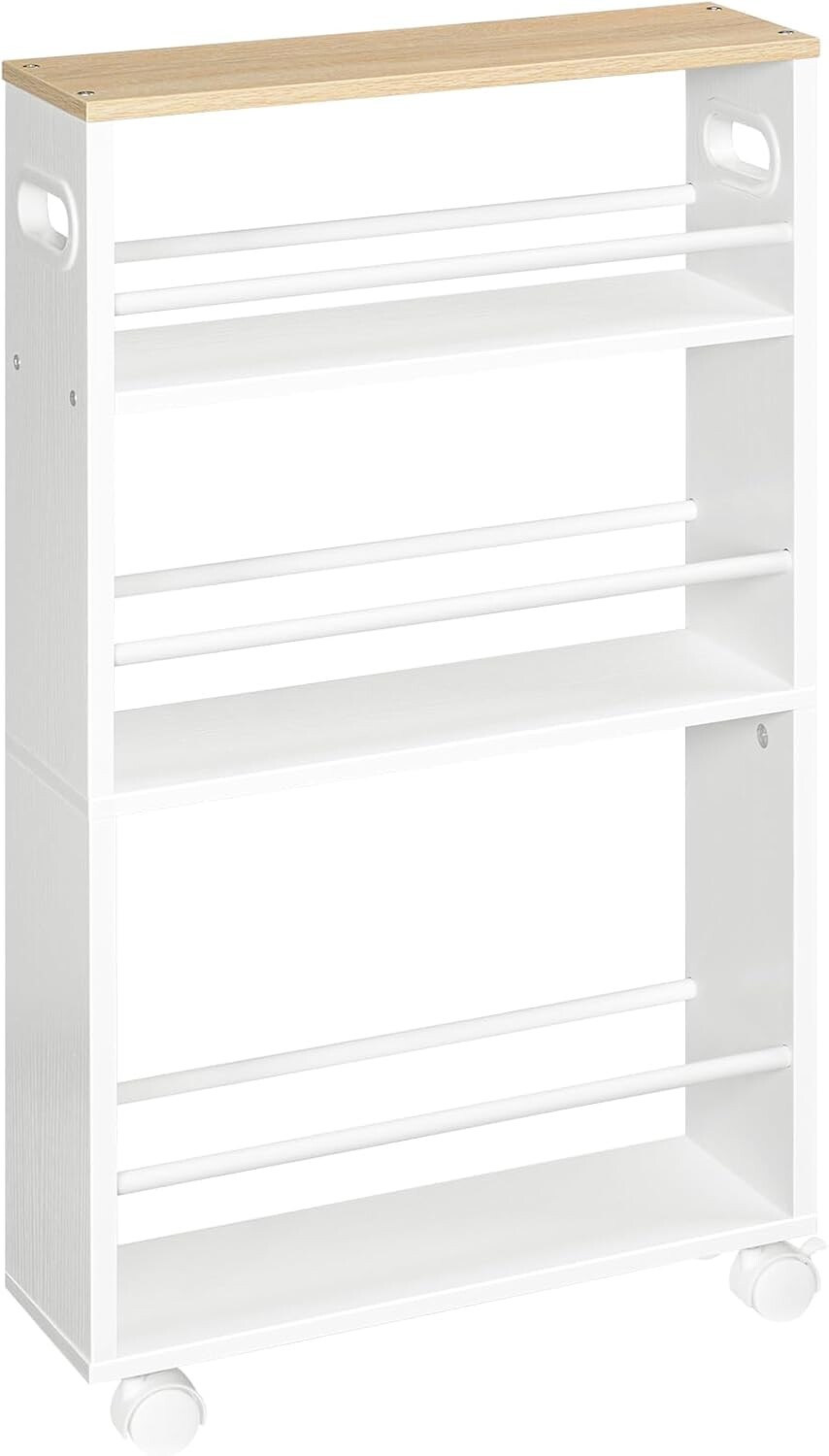 Úzký pojízdný kuchyňský regál Vasagle Tonari 45 cm bílý/hnědý