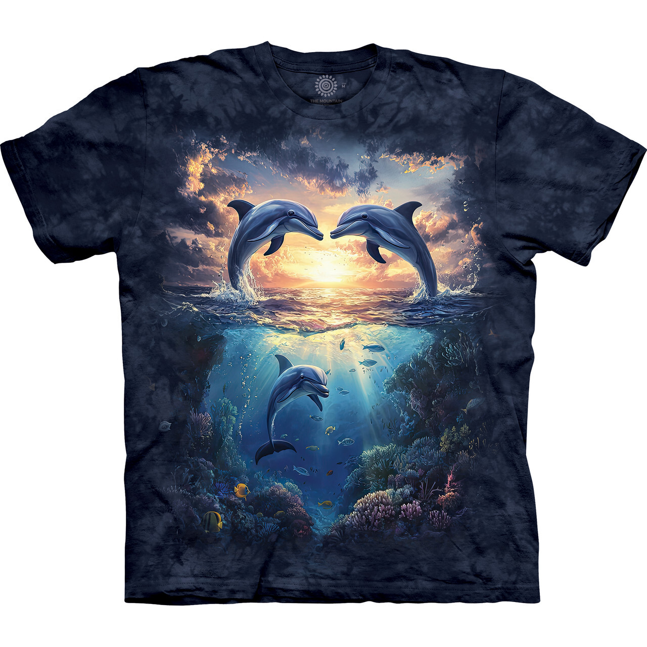 Tričko unisex The Mountain Dolphin Love (delfíny) - tmavo modré,