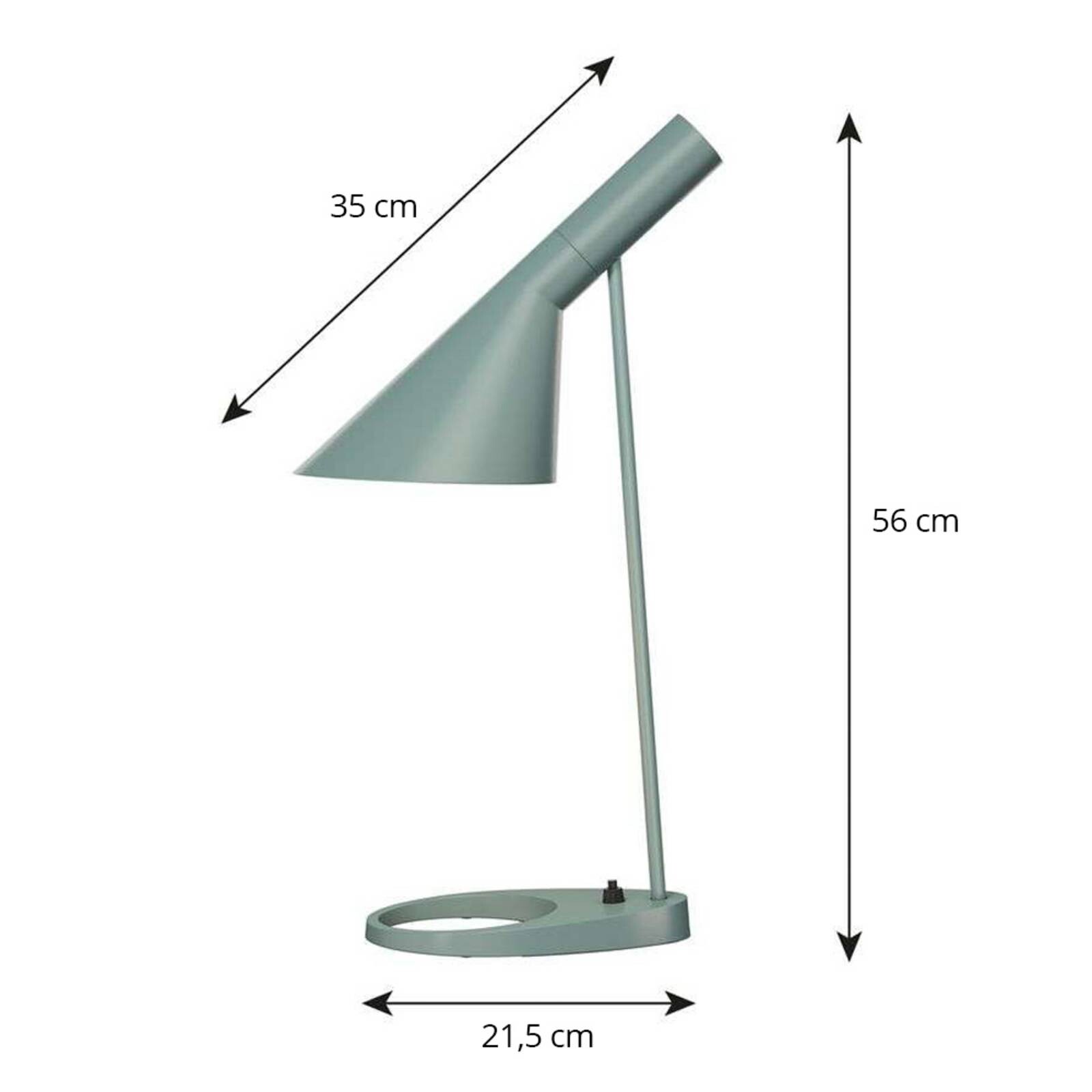 Louis Poulsen AJ – dizajnová stolová lampa, petrolejová