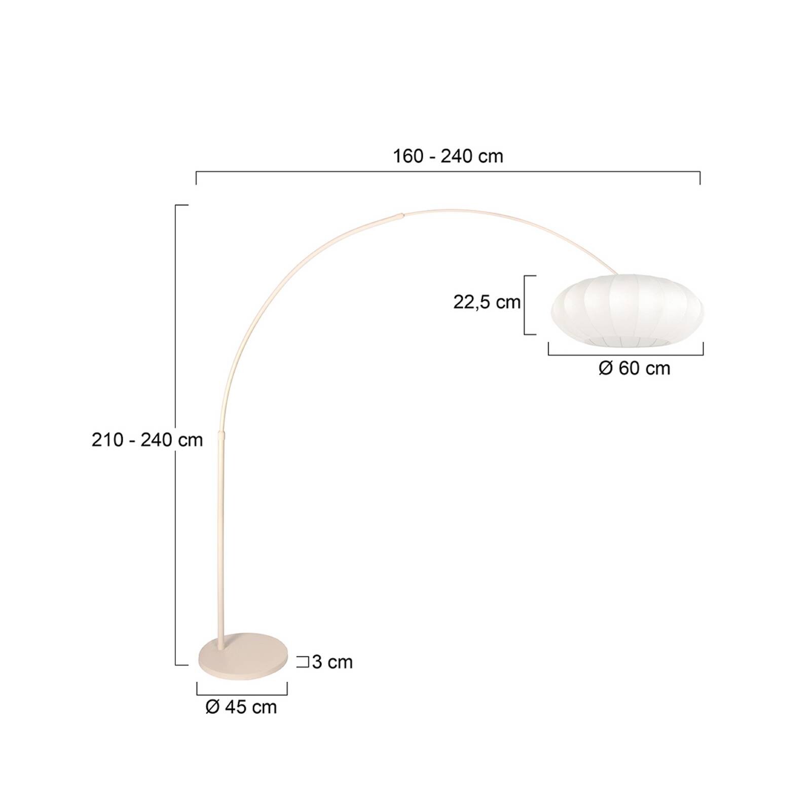 Stojacia lampa Sparkled Light krémová/biela, 240 cm, hodváb