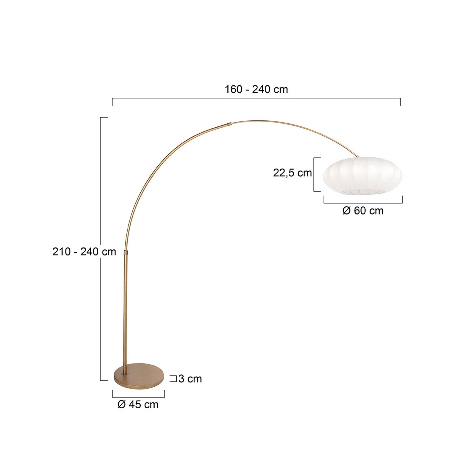 Stojacia lampa Sparkled Light bronzová/biela, 240 cm, hodváb